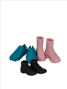 Set of 3 pairs of Unbranded Doll Boots Pink Black